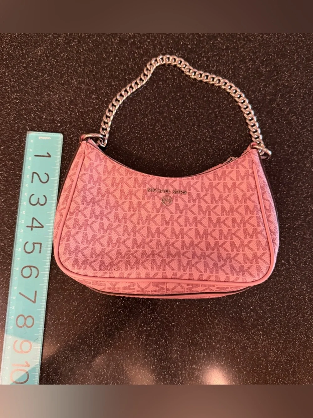 Michael Kors Dusty Pink MK Monogram Chain-Handle Shoulder Bag